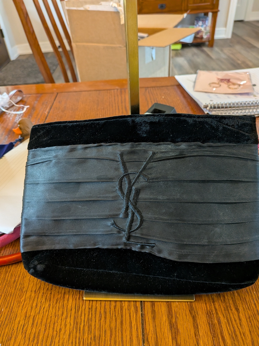 Yves Saint Laurent Perfume GWP Black Velore Cosmetic Bag